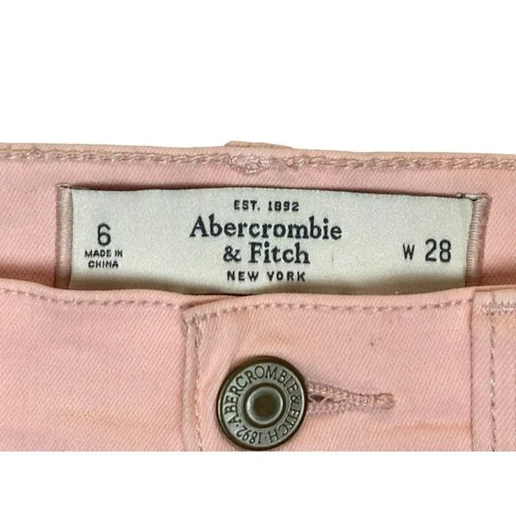 Abercrombie & Fitch womens shorts size 6 28 high waist Pink Blush Zipper Stretch - Picture 2 of 8